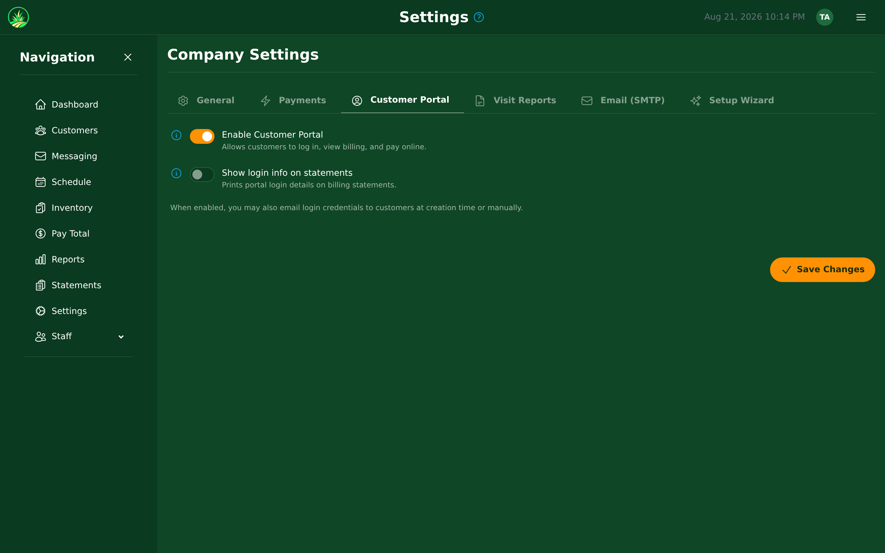 Customer Portal settings